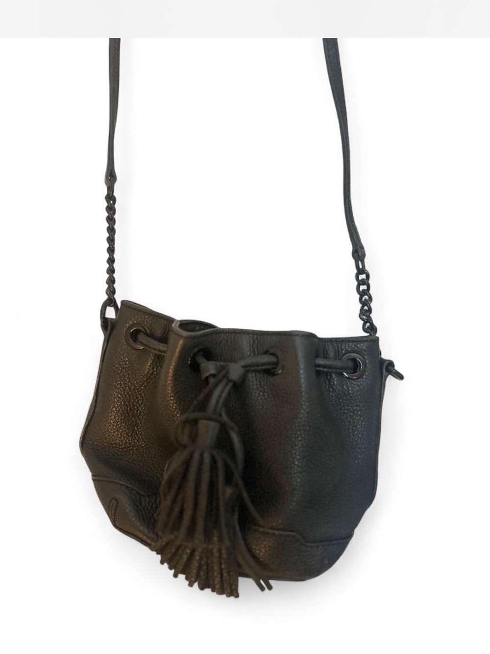 Rebecca Minkoff Black Leather Mini Bucket Tassel Crossbody